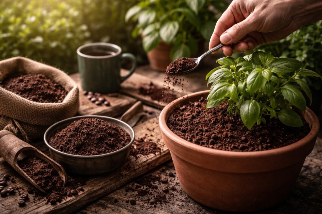 Slim omgaan met koffiedik bij planten in huis en tuin