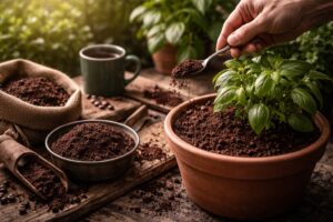 koffiedik bij planten, koffiedik