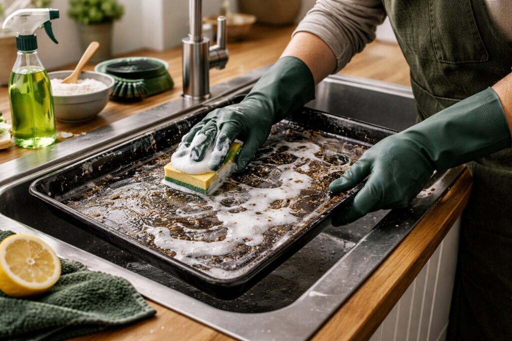 bakplaat schoonmaken, bakplaat