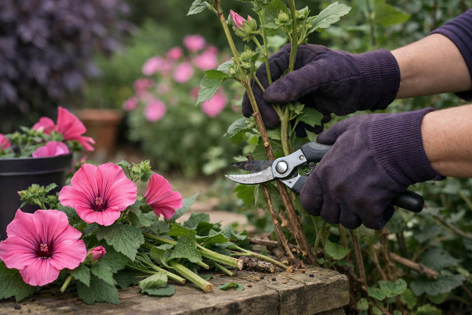 lavatera snoeien, lavatera