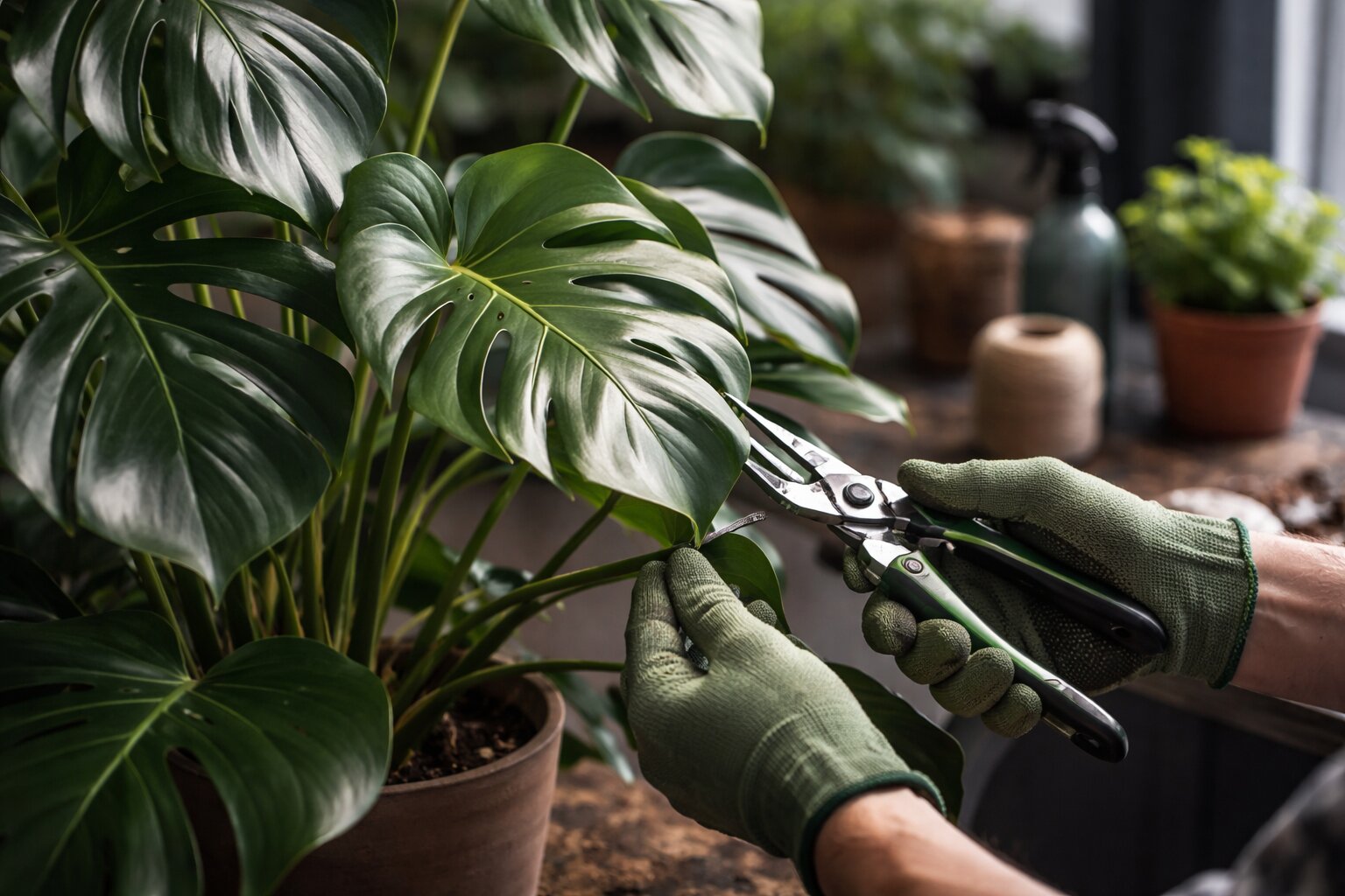 monstera snoeien, monstera